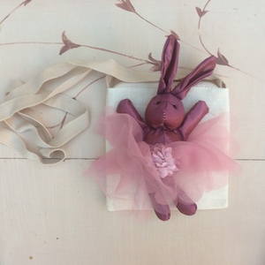 Παιδικό Βαμβακερό Κρεμαστό Πορτοφόλι "Frufru Bunny" ροζ-εκρού 13,5*13,5 εκ. - πορτοφολάκι, χιαστί, λαγουδάκι, τσαντάκια, κουνελάκι - 3