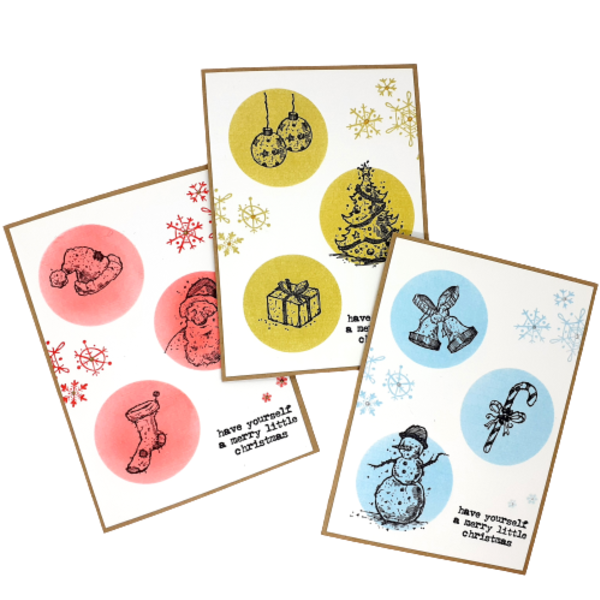 Κάρτες Χριστουγέννων - σετ 3 καρτών - σετ, κάρτα ευχών, χιονάνθρωπος, άγιος βασίλης, ευχετήριες κάρτες