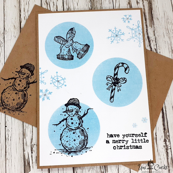 Κάρτες Χριστουγέννων - σετ 3 καρτών - σετ, κάρτα ευχών, χιονάνθρωπος, άγιος βασίλης, ευχετήριες κάρτες - 4