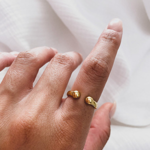 Δαχτυλίδι μπάρα με γράνες επιχρυσωμένο - επιχρυσωμένα, ορείχαλκος, αυξομειούμενα - 2
