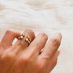 Δαχτυλίδι μπάρα με γράνες επιχρυσωμένο - επιχρυσωμένα, ορείχαλκος, αυξομειούμενα - 3