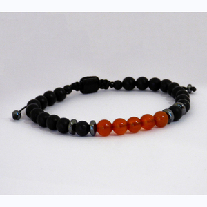 Ανδρικό βραχιόλι Onyx black - carnelian - ημιπολύτιμες πέτρες, βραχιόλια, χειροποίητα, δώρα για άντρες - 3