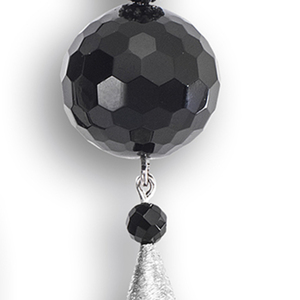 Κολιέ με κρεμαστό motif από μαύρο όνυχα και ασήμι 925 - ημιπολύτιμες πέτρες, ασήμι 925, μακριά, μεγάλα - 2
