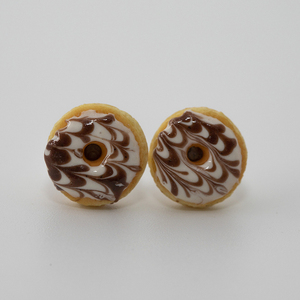 Κοσμήματα Μινιατούρες Σκουλαρίκια καρφωτά “Ντόνατς με γλάσο και σχέδια” - πηλός, καρφωτά, μικρά, ατσάλι, boho