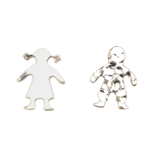 Χειροποίητα σκουλαρίκια σετ αγοράκι - κοριτσάκι από ασήμι 925 - ασήμι, καρφωτά, μικρά, δώρα για γυναίκες
