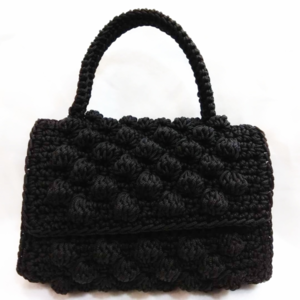 Μάυρη Crochet Buuble Τσάντα - clutch, all day, χειρός, πλεκτές τσάντες, μικρές