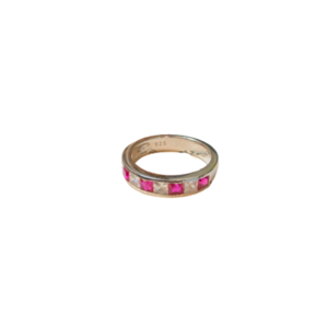 Δαχτυλίδι ασημί 925 με ροζ και λευκά ζιρκόν - σταθερά