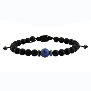 Ανδρικό βραχιόλι Onyx black - sodalite - ημιπολύτιμες πέτρες, βραχιόλια, δώρα για άντρες