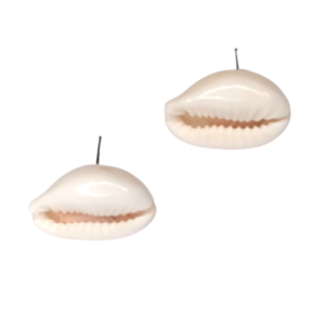 Σκουλαρίκια με Cowrie shell - απαραίτητα καλοκαιρινά αξεσουάρ, καρφωτά, μικρά - 3