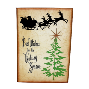 Ευχετήρια Κάρτα Χριστουγέννων - Έλκηθρο - χριστουγεννιάτικο δέντρο, κάρτα ευχών, άγιος βασίλης, ευχετήριες κάρτες