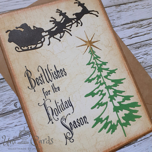Ευχετήρια Κάρτα Χριστουγέννων - Έλκηθρο - χριστουγεννιάτικο δέντρο, κάρτα ευχών, άγιος βασίλης, ευχετήριες κάρτες - 3
