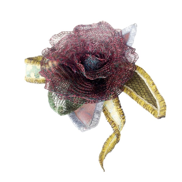 Καρφίτσα με Λουλούδι από πλέγμα τιτανίου σε 2 σχέδια - ύφασμα, τριαντάφυλλο, δώρα για δασκάλες