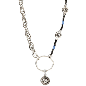 Jupiter necklace - ορείχαλκος, επάργυρα, μάτι, κοντά, boho