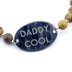 Ανδρικό βραχιόλι daddy cool - ημιπολύτιμες πέτρες, ταυτότητες, μπαμπάς, χεριού - 2