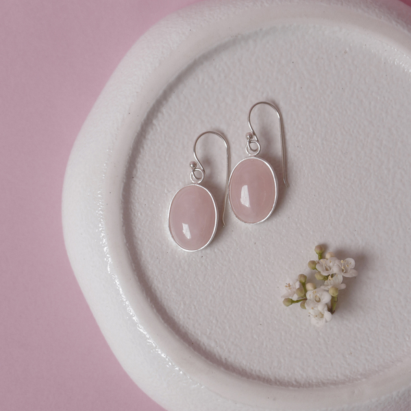 romatic oval earrings - ασήμι, μικρά, κρεμαστά, νυφικά - 2