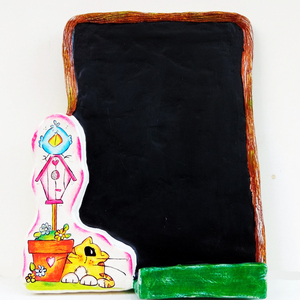 Cat and Bird Blackboard - πίνακες & κάδρα, παιδικά κάδρα