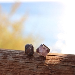 Σκουλαρίκια από ασήμι και κρύσταλλο φθορίτη - ασήμι, ημιπολύτιμες πέτρες, καρφωτά, μικρά - 3
