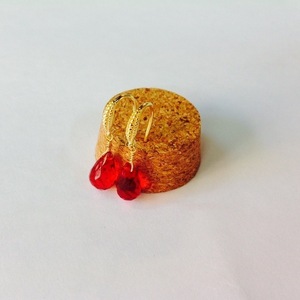 Rumi drops earrings κόκκινος χαλκηδονιτης - ασήμι, ημιπολύτιμες πέτρες, επιχρυσωμένα, δάκρυ, κρεμαστά - 2
