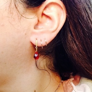 Rumi drops earrings κόκκινος χαλκηδονιτης - ασήμι, ημιπολύτιμες πέτρες, επιχρυσωμένα, δάκρυ, κρεμαστά - 4