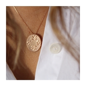"Rococo" Necklace - charms, επιχρυσωμένα, ασήμι 925, λουλούδι - 2