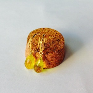 Rumi drops earrings κίτρινος χαλαζίας - ασήμι, ημιπολύτιμες πέτρες, επιχρυσωμένα, μικρά, κρεμαστά - 2