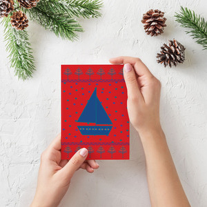 Χριστουγεννιάτικη ευχετήρια Κάρτα με σχέδια από λαϊκά κεντήματα. (Εκτυπώσιμο αρχείo pdf) - χριστουγεννιάτικα δώρα, ευχετήριες κάρτες