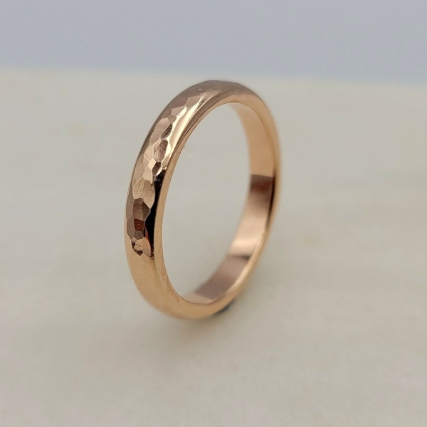 Κλασικό σφυρήλατο rose gold δαχτυλίδι από ασήμι 925 - ασήμι, επιχρυσωμένα, βεράκια, σταθερά - 2