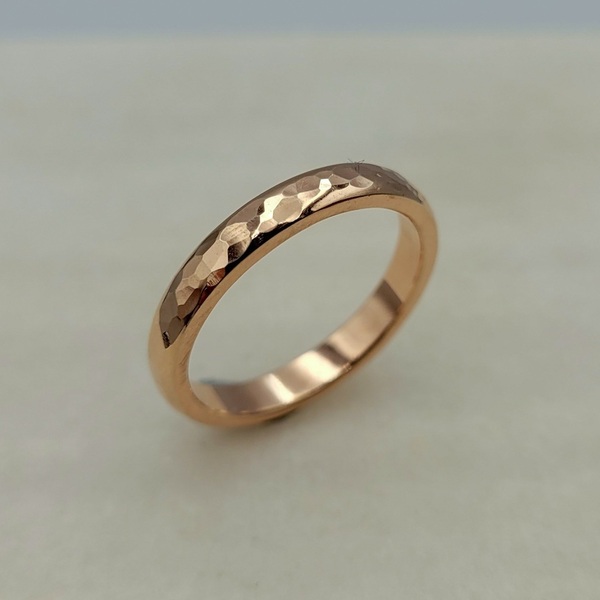 Κλασικό σφυρήλατο rose gold δαχτυλίδι από ασήμι 925 - ασήμι, επιχρυσωμένα, βεράκια, σταθερά - 3