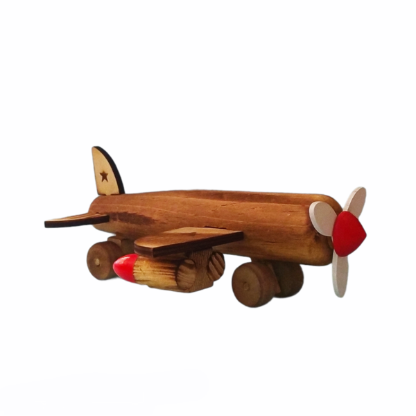 Χειροποίητο ξύλινο μαχητικό αεροπλάνο - ξύλινα παιχνίδια - 2