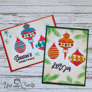 Σετ 2 Χριστουγεννιάτικων καρτών - Ρετρό στολίδια - στολίδι, χριστουγεννιάτικο, ρετρό, κάρτα ευχών, ευχετήριες κάρτες - 3