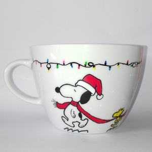 Snoopy and Woodstock Christmas - πηλός, πορσελάνη, merry christmas, χριστουγεννιάτικα δώρα, κούπες & φλυτζάνια - 2