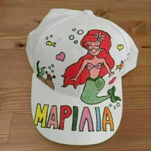 παιδικό καπέλο jockey με όνομα και θέμα γοργόνα ( mermaid ) - δώρο, όνομα - μονόγραμμα, γοργόνα, καπέλα - 2