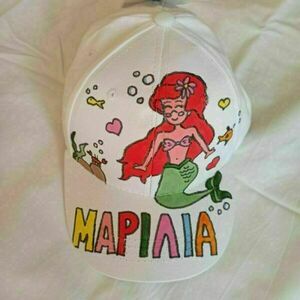 παιδικό καπέλο jockey με όνομα και θέμα γοργόνα ( mermaid ) - δώρο, όνομα - μονόγραμμα, γοργόνα, καπέλα - 4