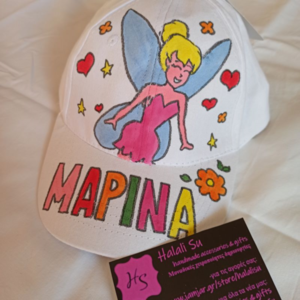 παιδικό καπέλο jockey με όνομα και θέμα ξανθιά νεράιδα ( blonde fairy) - δώρο, όνομα - μονόγραμμα, νεράιδα, καπέλα - 3