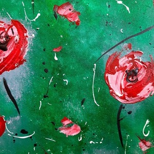 Χειροποίητος πίνακας ζωγραφικης με λουλούδια,βασικό χρώμα πράσινο, ύψος 40εκ-πλάτος 30εκ- βάθος 4εκ - πίνακες & κάδρα, πίνακες ζωγραφικής - 2