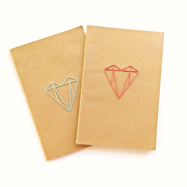 Τετράδιο με κεντημένο πορτοκαλί διαμάντι - κεντητά, χαρτί, δώρο, τετράδια & σημειωματάρια - 4