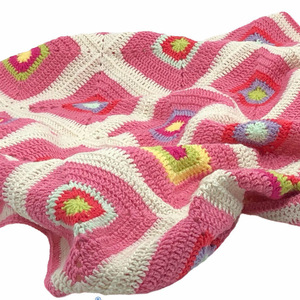 Κουβέρτα λίκνου & κούνιας καρότσι χειροποίητη πλέκτη ροζ 0,90x0,90 - δώρο, βρεφικά, προίκα μωρού - 4