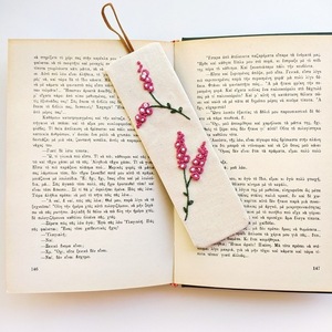 Σελιδοδείκτης με μωβ λουλούδια - κεντητά, χειροποίητα, σελιδοδείκτες - 2