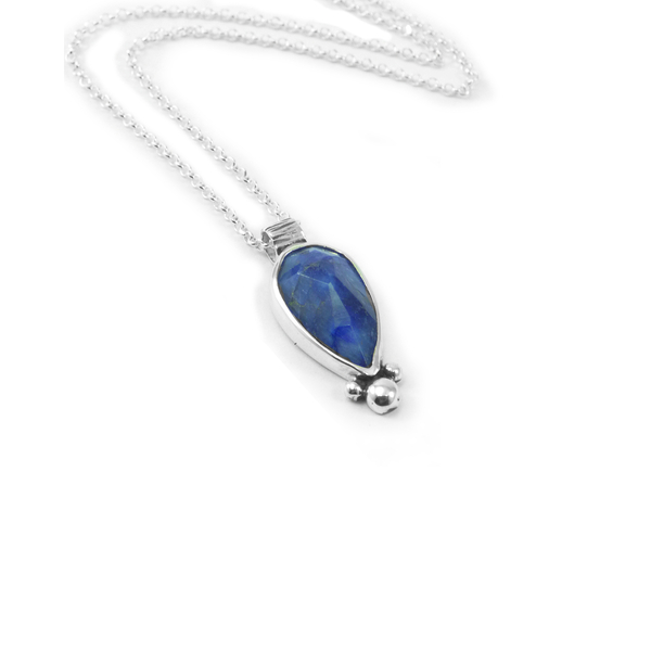 " Blue Sapphire " - Χειροποίητο μενταγιόν από ασήμι 925 και ημιπολύτιμο λίθο Ζαφείρι! - ασήμι, ημιπολύτιμες πέτρες, κοντά