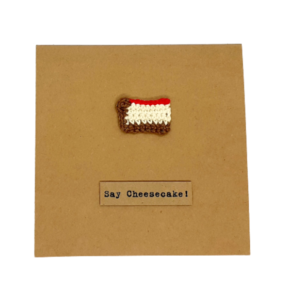 Ευχετήρια κάρτα (βελονάκι) - Say Cheesecake! - crochet, γενέθλια, επέτειος, γενική χρήση
