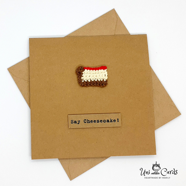Ευχετήρια κάρτα (βελονάκι) - Say Cheesecake! - crochet, γενέθλια, επέτειος, γενική χρήση - 2