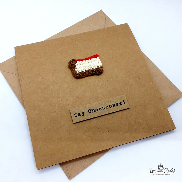 Ευχετήρια κάρτα (βελονάκι) - Say Cheesecake! - crochet, γενέθλια, επέτειος, γενική χρήση - 4