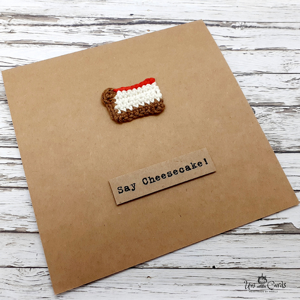 Ευχετήρια κάρτα (βελονάκι) - Say Cheesecake! - crochet, γενέθλια, επέτειος, γενική χρήση - 5