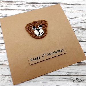 Ευχετήρια κάρτα (βελονάκι) - Αρκουδάκι - γενέθλια, γέννηση, δώρα για μωρά, δώρο για βάφτιση - 4