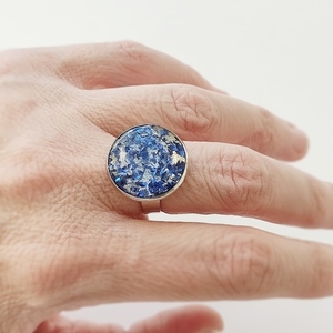 Δαχτυλίδι με μπλε νιφάδες και υγρό γυαλί - γυαλί, αυξομειούμενα, φθηνά - 2