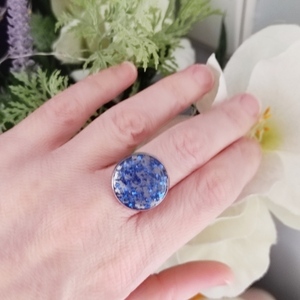 Δαχτυλίδι με μπλε νιφάδες και υγρό γυαλί - γυαλί, αυξομειούμενα, φθηνά - 5