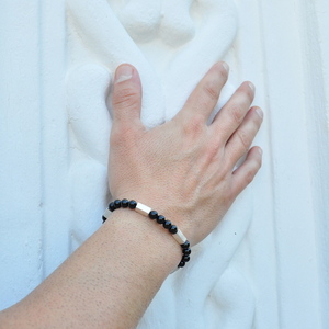 Χειροποίητο Βραχιόλι Onyx με στοιχεία από ασήμι 925° - ημιπολύτιμες πέτρες, ασήμι 925, boho, χεριού - 2