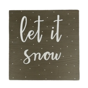 "let it snow" - Χριστουγεννιάτικη ξύλινη πινακίδα 20 × 20 εκ. - ξύλο, διακοσμητικά, χριστουγεννιάτικα δώρα