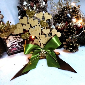Γούρι 2024 δεντράκι από ξύλο ευχές 11,5×4,5×15,5cm - ξύλο, γούρι, χριστουγεννιάτικα δώρα, δέντρο - 2