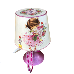 Επιτραπέζιο φωτιστικό Ροζ Κοριτσάκι - κορίτσι, πορτατίφ, δώρο, χειροποίητα, παιδικά φωτιστικά - 3